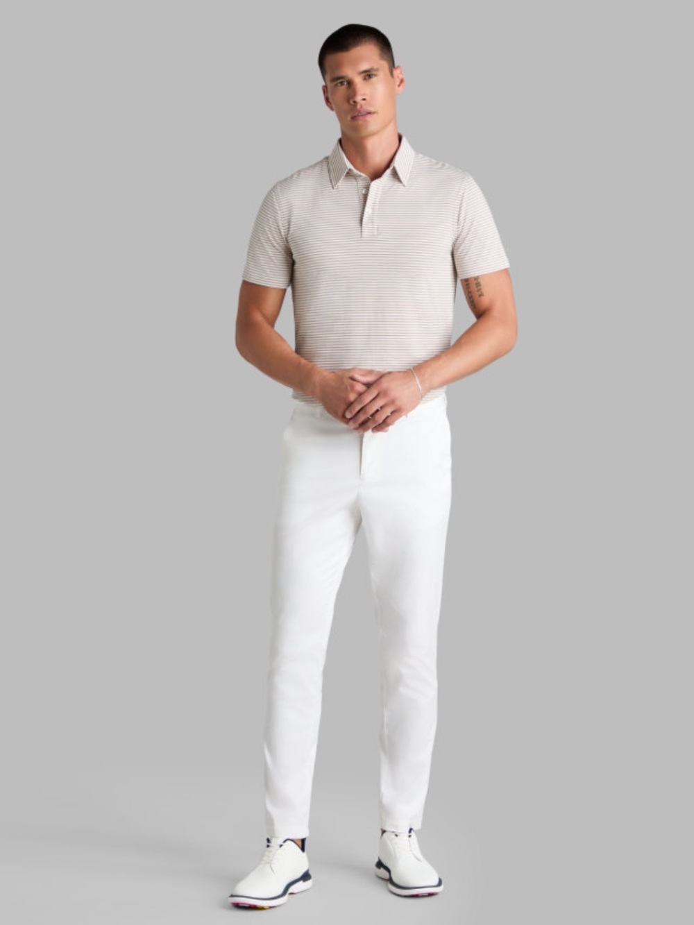 G/FORE Men’s White and Brown Polo